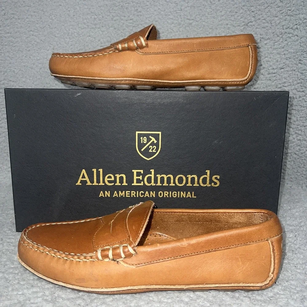 Allen Edmonds Daytona Men's Sz‎ 9 Tan Leather Hand Sewn Driving Moc/Loafer 50430